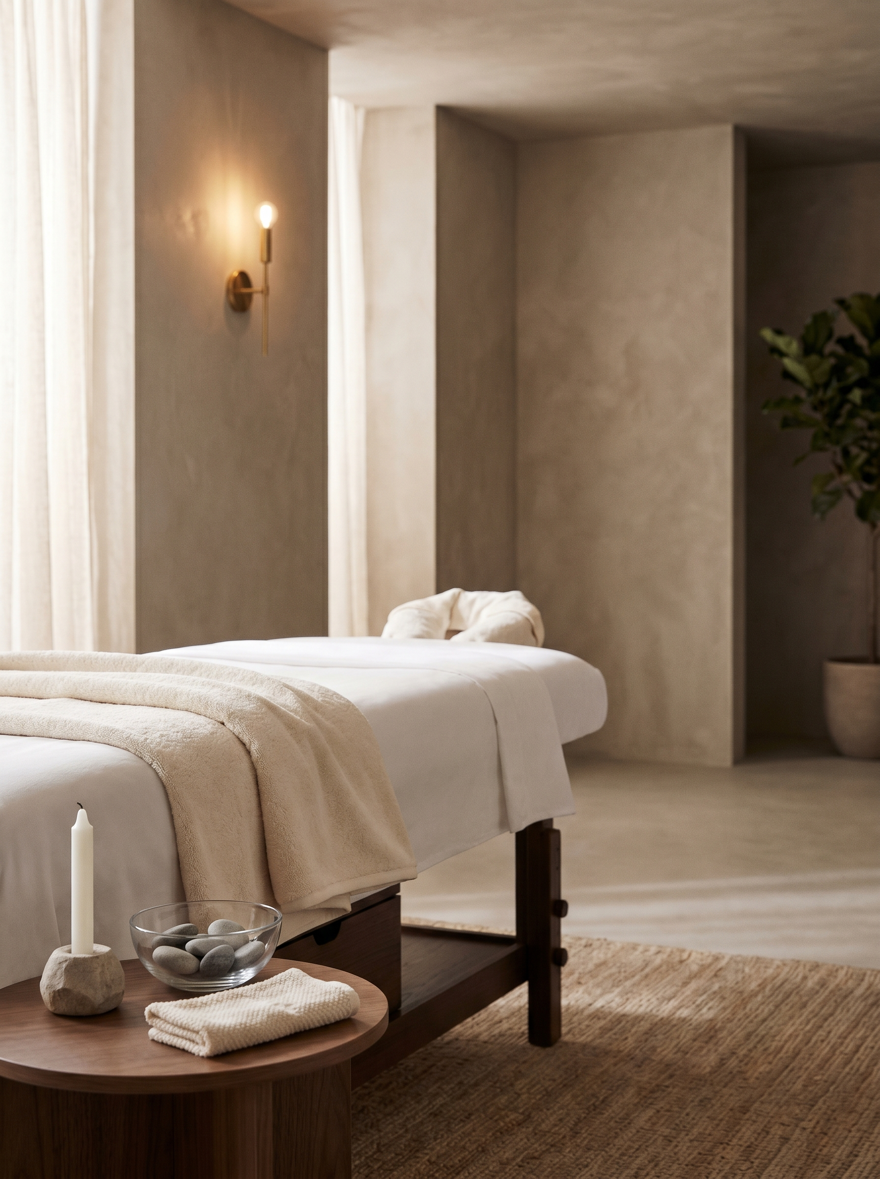 Luxury spa massage treatment room.